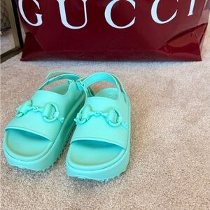 Gucci Mint Green Platform Sandals